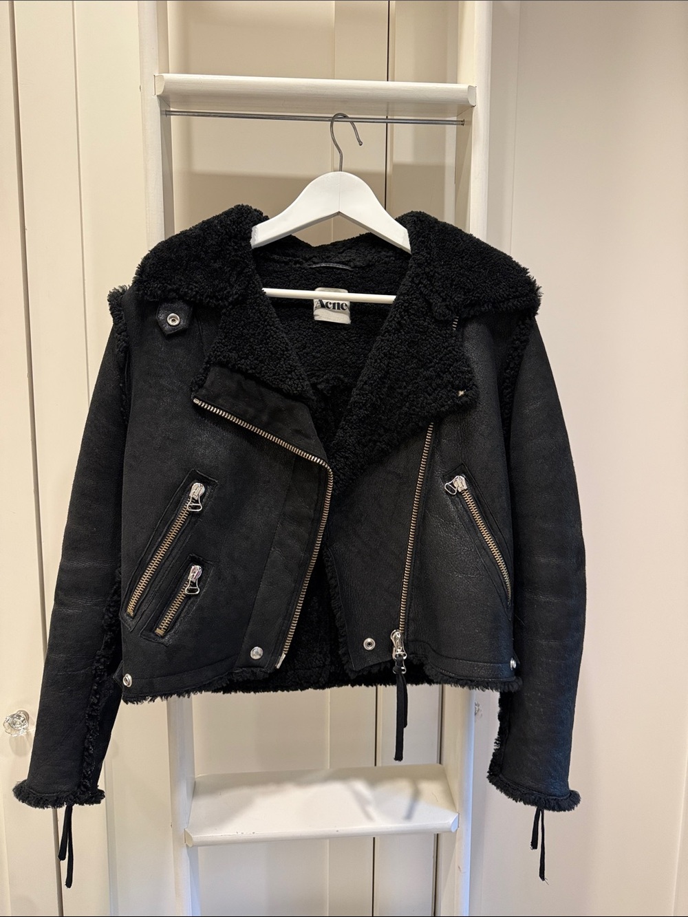 Acne Studios Rita Black Shearling Jacket Size 34